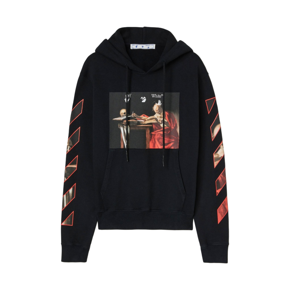 오프화이트 카라바지오 페인팅 후드 블랙