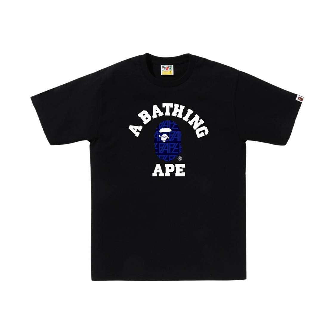 베이프 베이프 로고 모노그램 컬리지 티셔츠 블랙