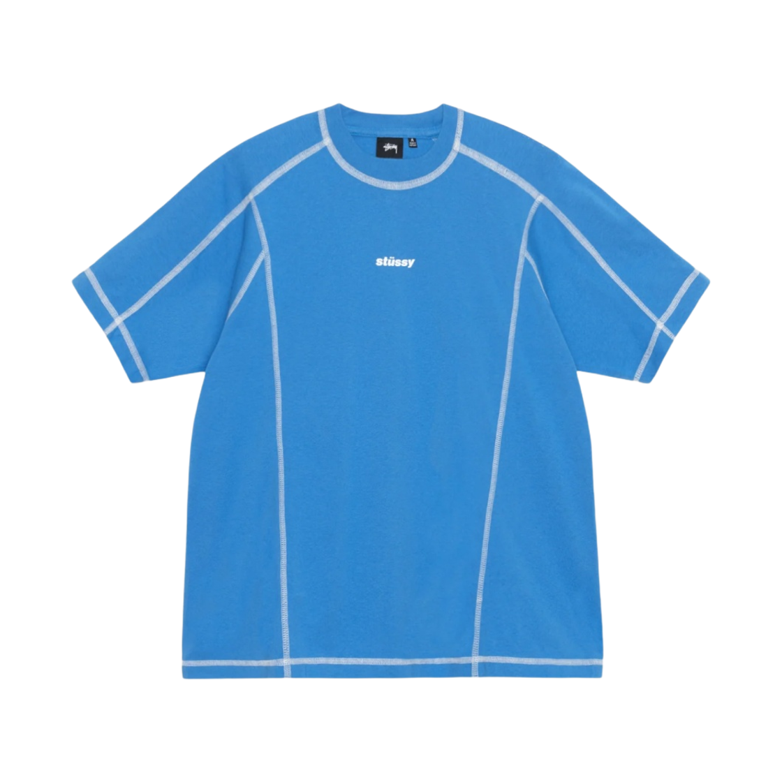 스투시 웨이브 코튼 크루 티셔츠 블루