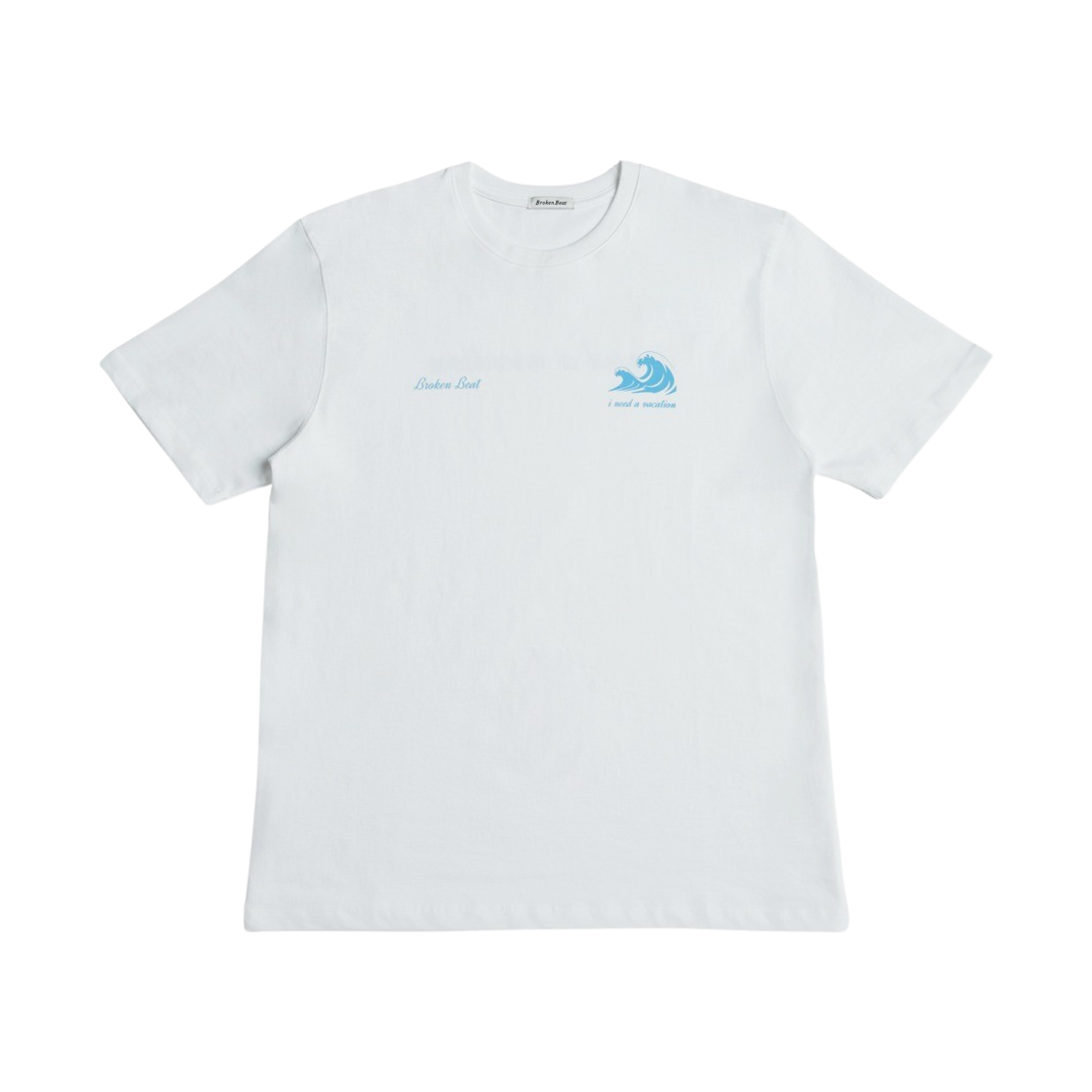 브로큰비트 웨이브 로고 아이니드 베케이션 반팔티셔츠 화이트(Broken Beat Wave Logo I I Need A Vacation Shorts Sleeve White)