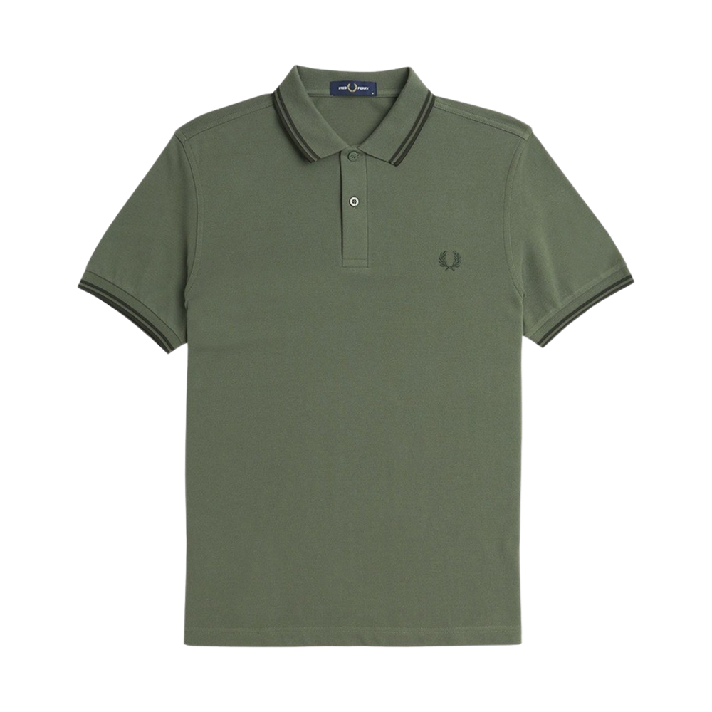 AFPM2433600-W49 Fred Perry M3600 Twin Tipped Fred Perry Shirt Laurel Wreath Green/Night Green
