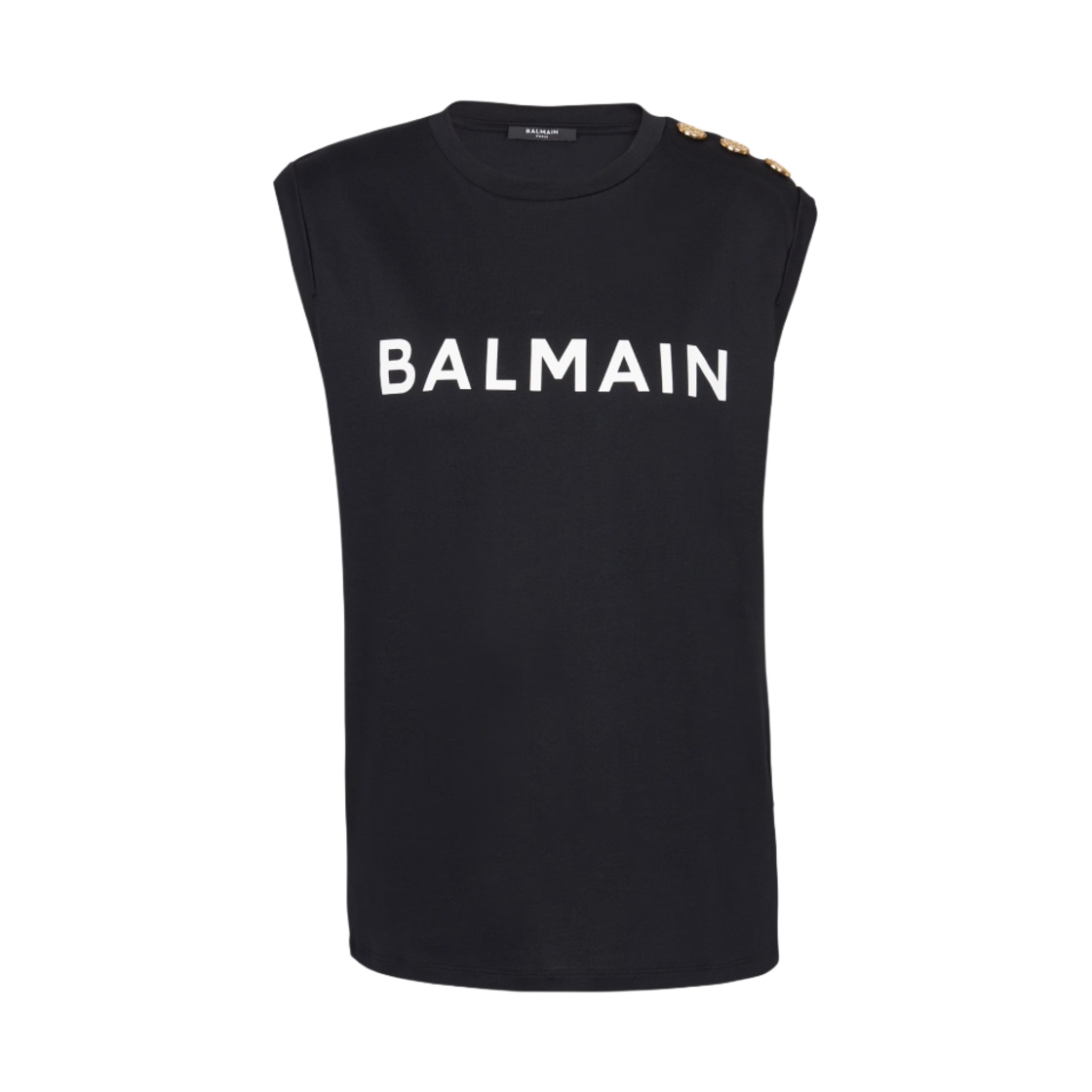 발망 발망 로고 프린트 에코 리스폰시블 코튼 티셔츠 블랙(Balmain Eco Responsible Cotton T-Shirt with Balmain Logo Print Black)