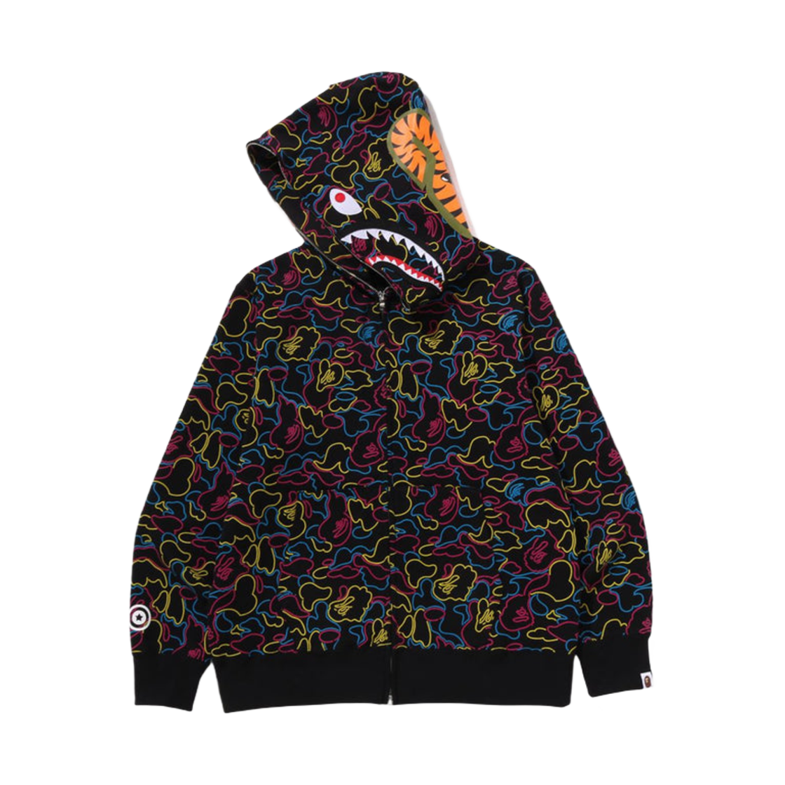 베이프 네온 카모 샤크 풀 집 후드 멀티(BAPE Neon Camo Shark Full Zip Hoodie Multi) - 2