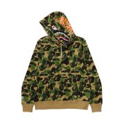 BAPE ABC Camo Shark Half Zip Pullover Hoodie Green