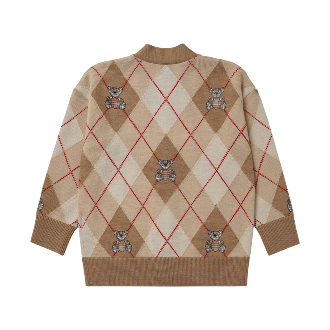 (키즈) 버버리 토마스 베어 아가일 울 가디건 소프트 펀((Kids) Burberry Thomas Bear Argyle Wool Cardigan Soft Fawn) - 2