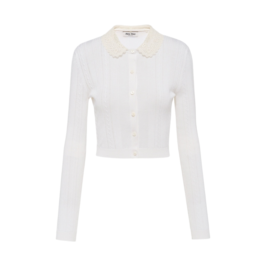 (W) 미우 미우 캐시미어 실크 가디건 화이트((W) Miu Miu Cashmere Silk Cardigan White) - 1