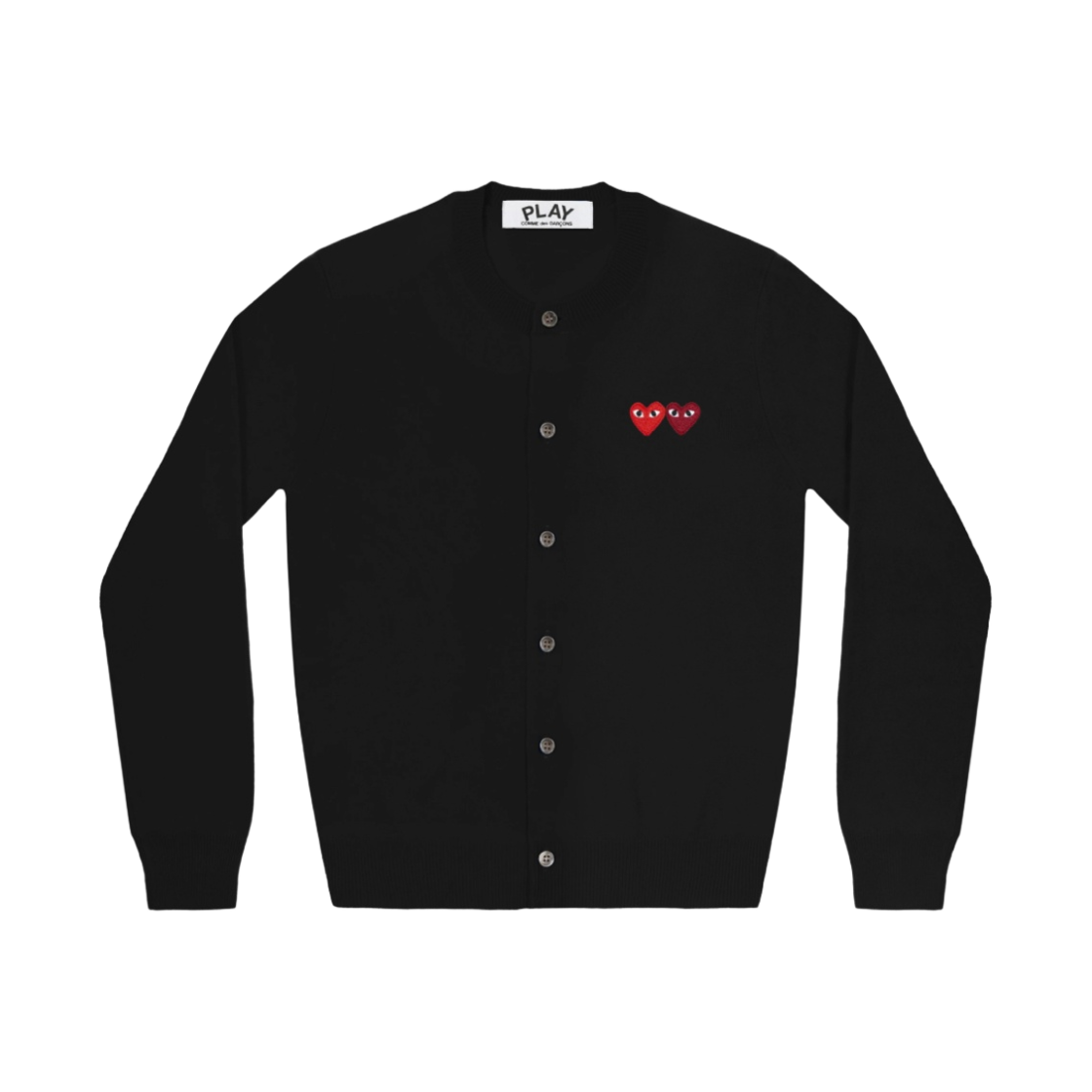 플레이 꼼데가르송 더블 하트 가디건 블랙(Play Comme des Garcons Double Heart Cardigan Black)