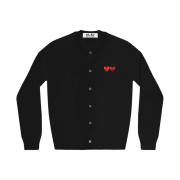 Play Comme des Garcons Double Heart Cardigan Black