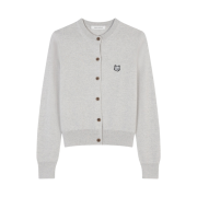 (W) Maison Kitsune Bold Fox Head Patch Regular Cardigan Light Grey Melange