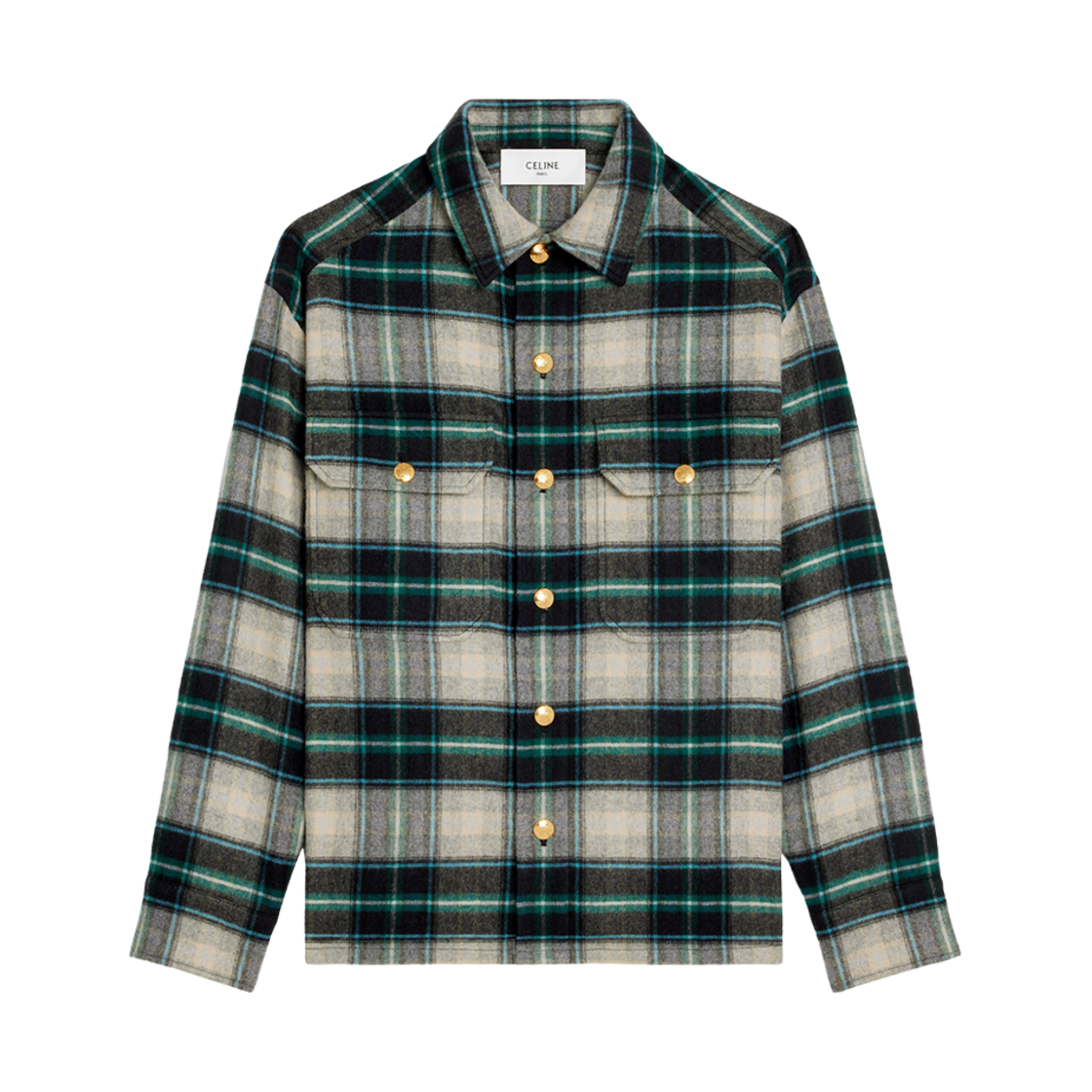 W) 셀린느 셔츠 자켓 체크 캐시미어 그리 느와르 블루 버트 W) 셀린느 셔츠 자켓 체크 캐시미어 그리 느와르 블루 버트