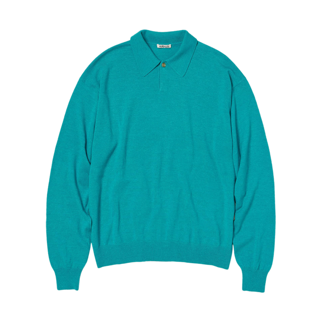 A24AP02SK Auralee Cashmere Silk Wool Knit Polo Aqua Blue