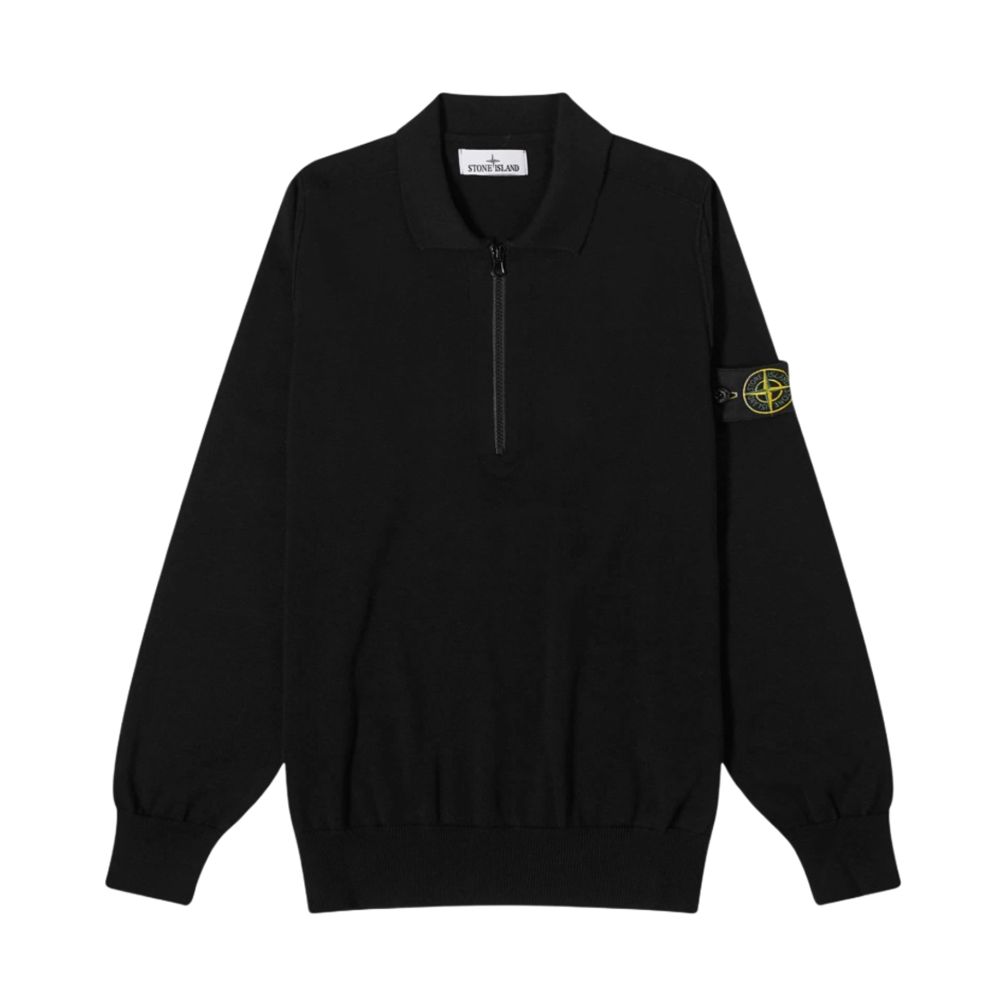 8015543B2-V0029 Stone Island 543B2 Organic Cotton Half Zipper Polo Knit Black - 24SS
