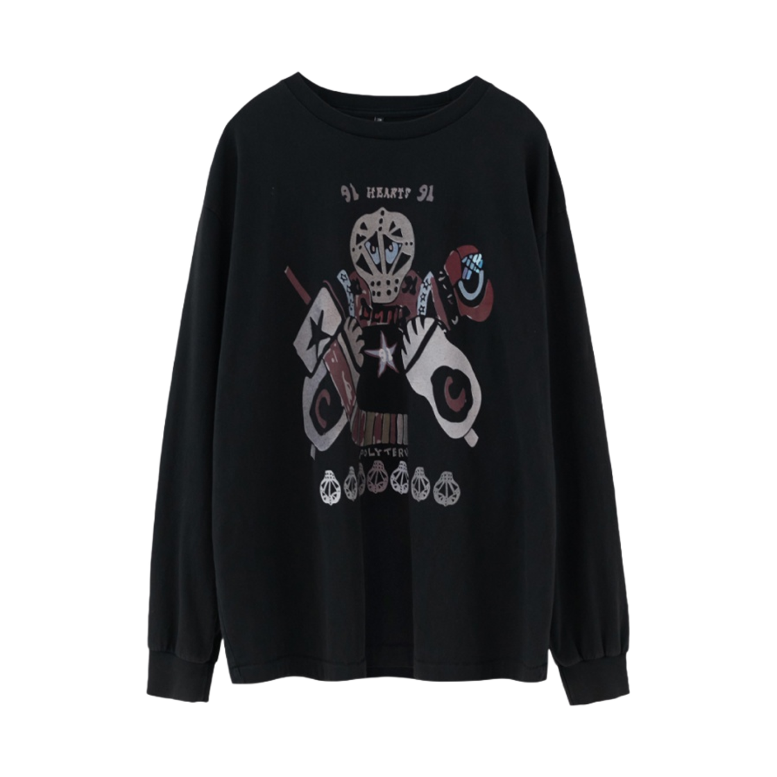 폴리테루 x 행크 롱슬리브 데빌 91 블리치드 블랙 - 24SS(Polyteru x HANK Long Sleeve Devils 91 Bleached Black - 24SS)