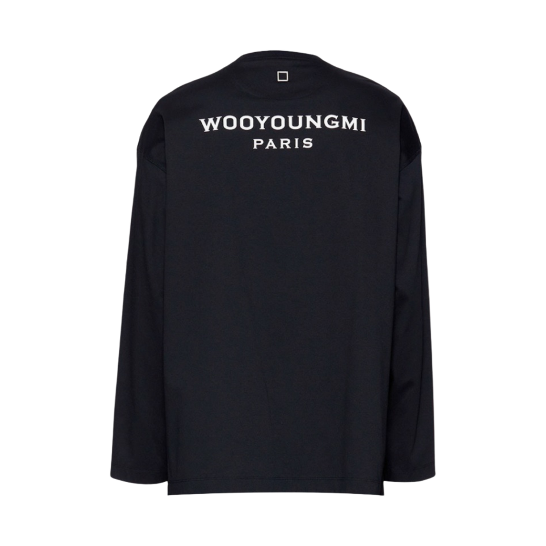 우영미 롱슬리브 화이트 백로고 티셔츠 블랙 - 22SS