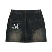 MUCENT Crail Back Pocket Big Logo Denim Skirt Dark Blue