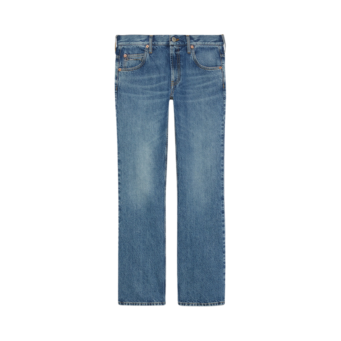 776546-XDCU6-4447 (W) Gucci Denim Trousers with Slim Horsebit Blue