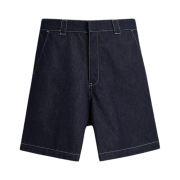 Zara Stitch Denim Bermuda Pants Blue