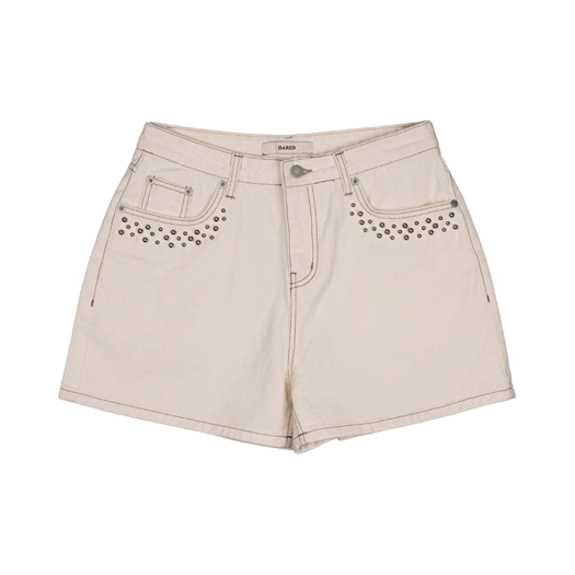 P0000DJT Dared Stud Bleached Half Jeans Ivory