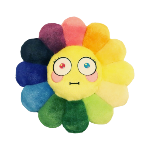 Kaikai Kiki Flower Emoji Cushion Flushed Face 30cm Rainbow