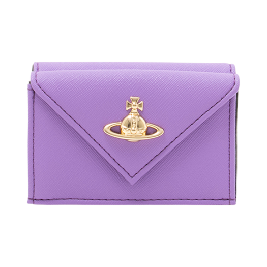 Vivienne Westwood Saffiano Biogreen Envelope Tri-Fold Mini Wallet Lilac