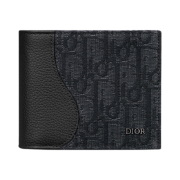 Dior Saddle Wallet Black Leather Oblique Jacquard