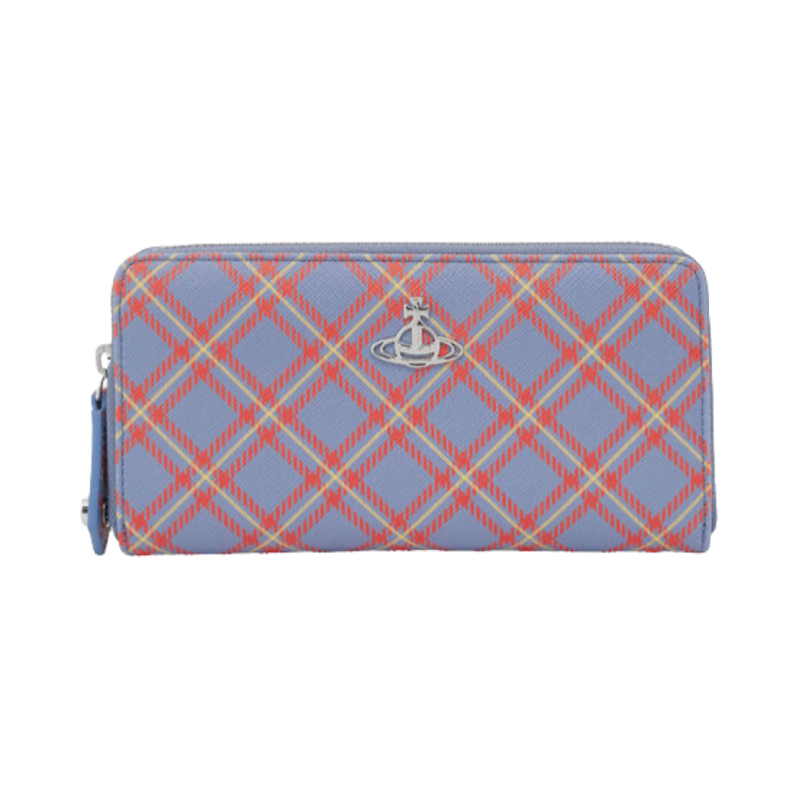 비비안 웨스트우드 클래식 집 라운드 월렛 블루 오렌지 타탄(Vivienne Westwood Classic Zip Round Wallet Blue Orange Tartan) - 1