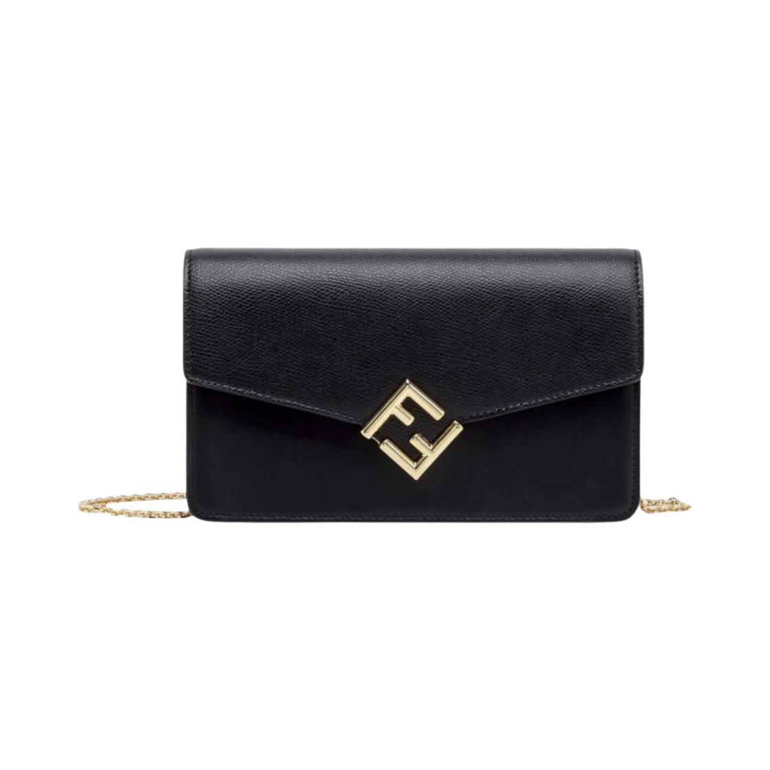 펜디 FF 다이아몬드 레더 체인 지갑 블랙(Fendi FF Diamonds Leather Wallet On Chain Black) - 1