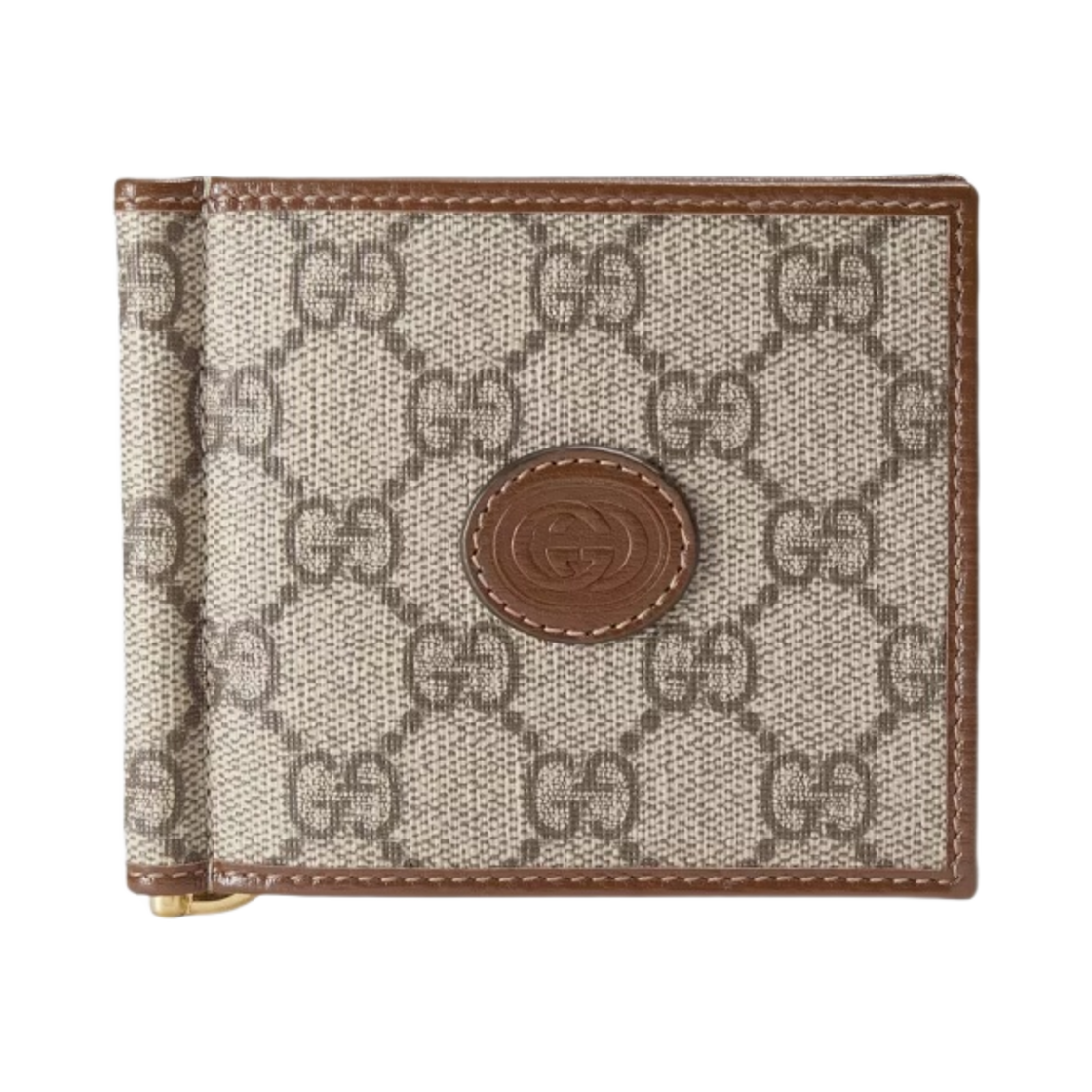 구찌 GG 슈프림 캔버스 인터로킹 G 카드 케이스 지갑 베이지 에보니(Gucci GG Supreme Canvas Card Case Wallet with Interlocking G Beige Ebony) - 1