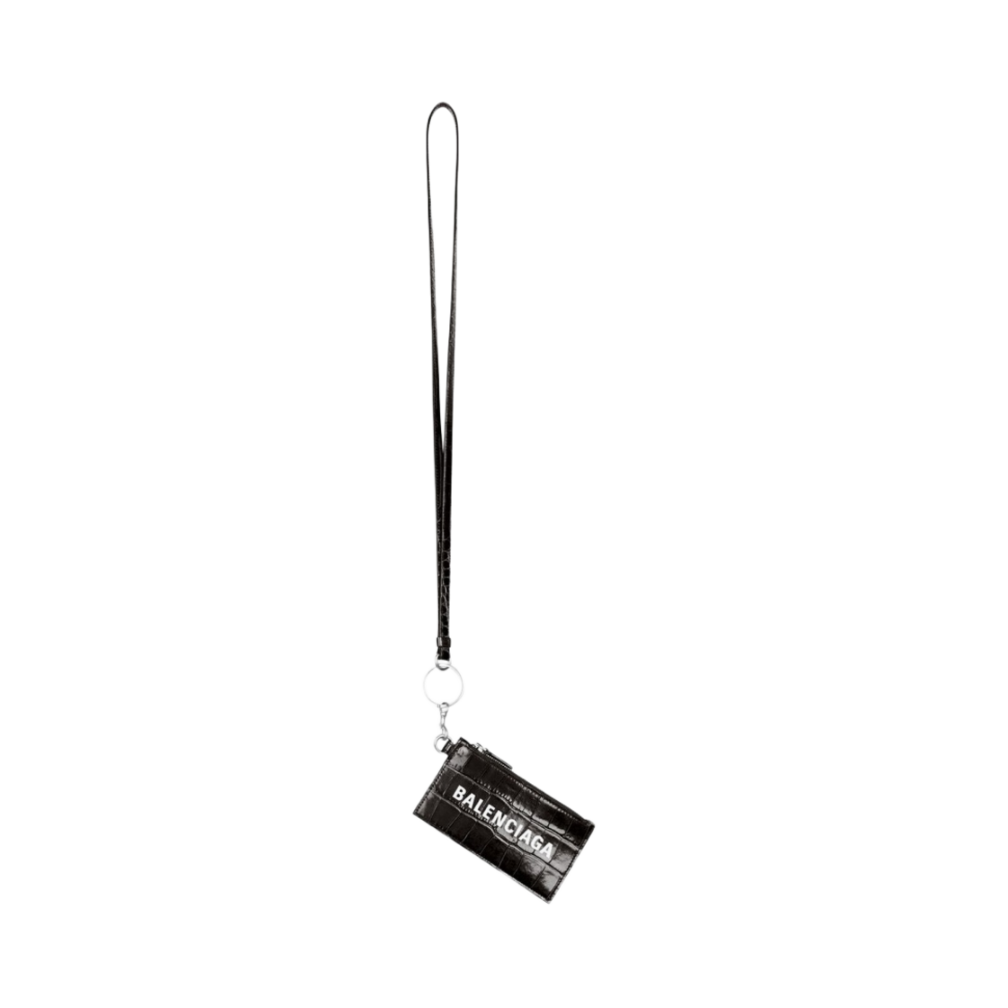 발렌시아가 캐쉬 카드 케이스 온 키링 크로커다일 엠보스 다크 그레이 화이트(Balenciaga Cash Card Case On Keyring Crocodile Embossed Dark Grey White) - 1