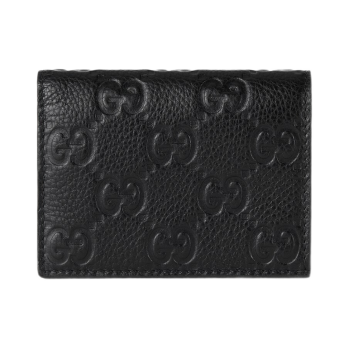 815901-AAEEM-1000 Gucci GG Emblem Mini Wallet Black Grainy Leather