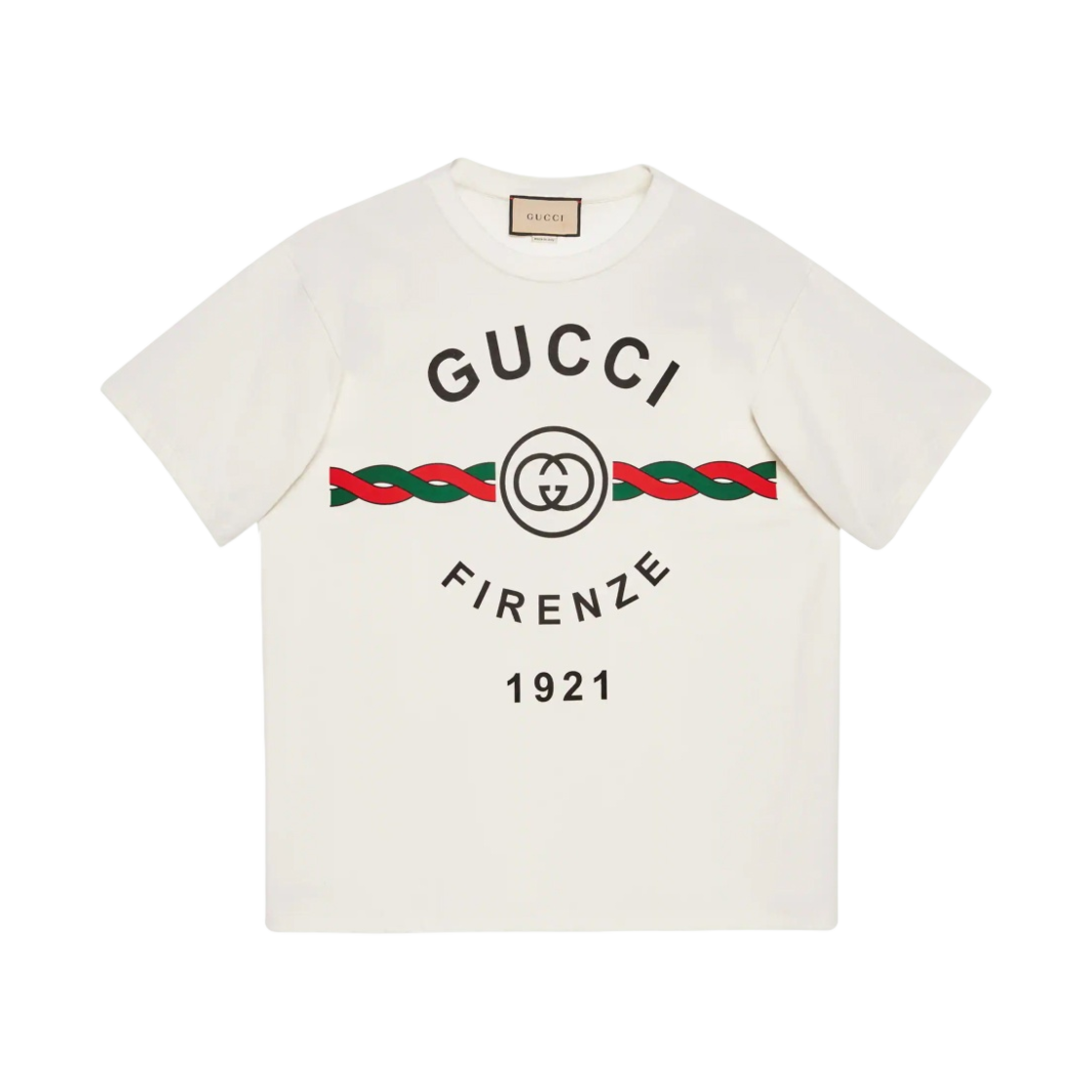616036-XJD7T-9095 Gucci Cotton Jersey Gucci Firenze 1921 T-Shirt White