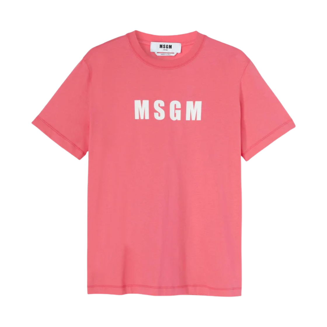 (W) 엠에스지엠 MSGM 로고 코튼 크루넥 티셔츠 푸시아((W) MSGM Cotton Crewneck T-Shirt with MSGM Logo Fucsia) - 1
