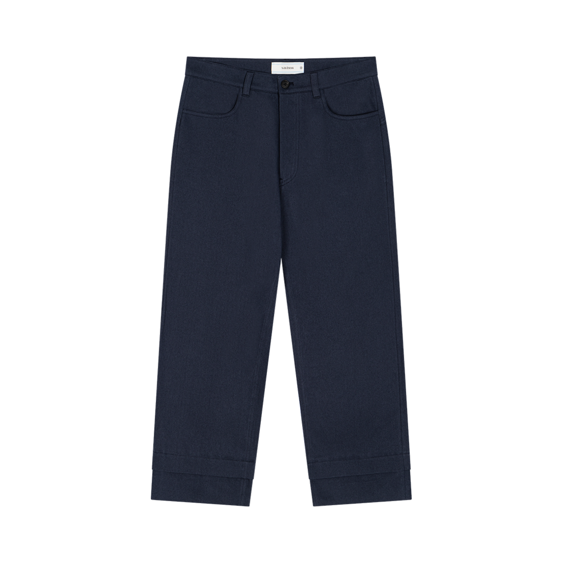 웨이비니스 크롭 코튼 팬츠 네이비(Waviness Crop Cotton Pants Navy)
