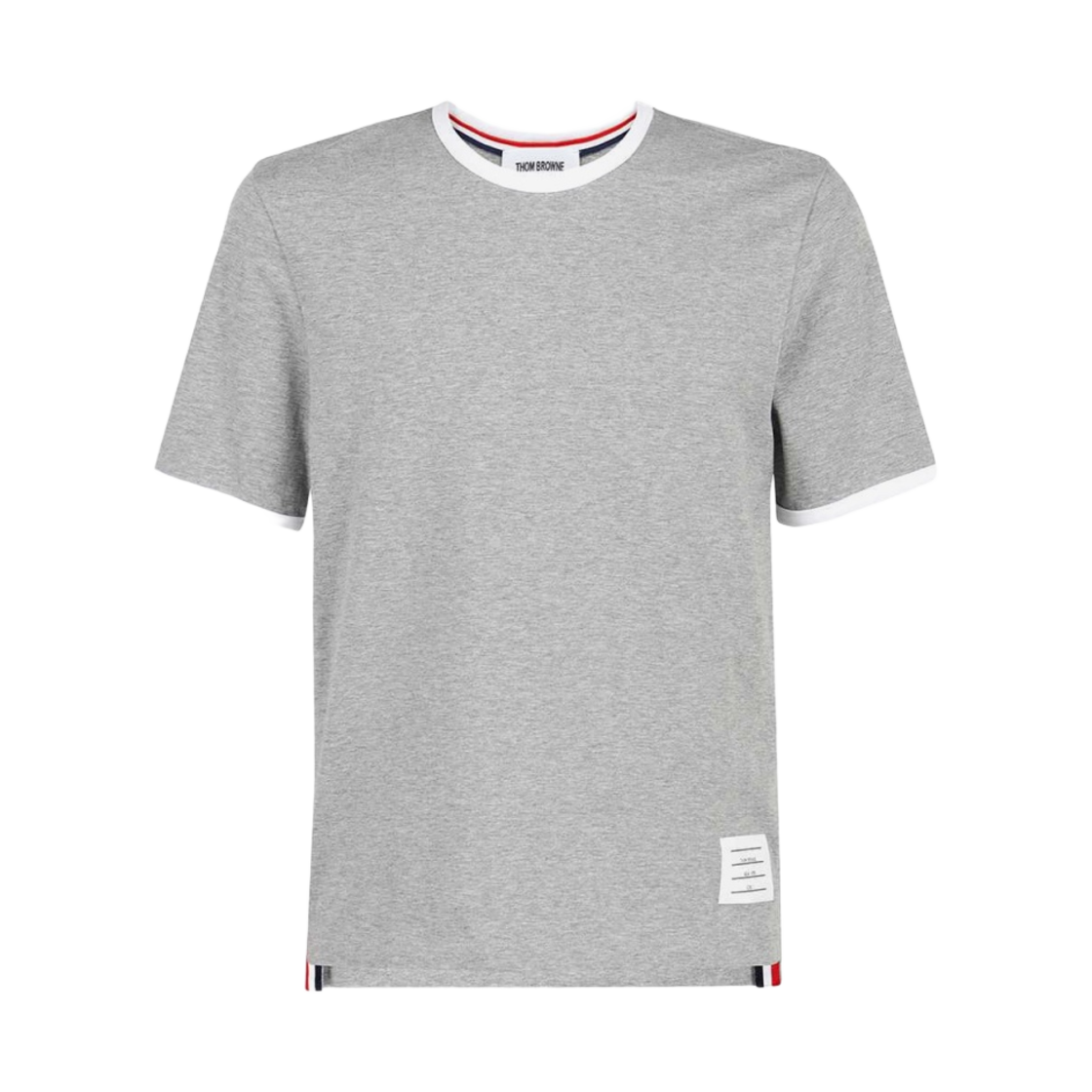 톰브라운 코튼 콘트라스트 트림 티셔츠 라이트 그레이