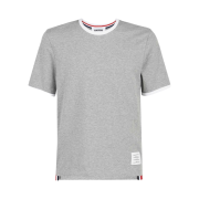 Thom Browne Cotton Contrast Trim T-Shirt Light Grey