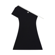 (W) Courreges Asymetrical Contrast Dress Black White Heritage