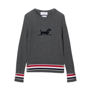(Kids) Thom Browne Cable Crewneck Pullover Grey
