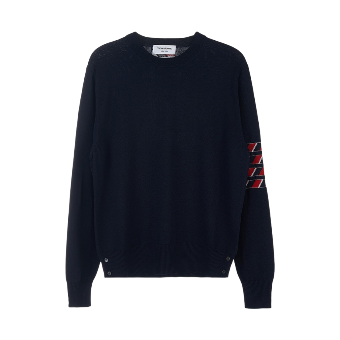 MKA430B-Y1002-415 Thom Browne Stripe Merino Wool Lobster 4-Bar Pullover Navy