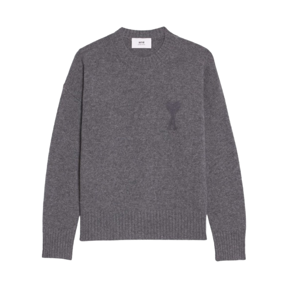 아미 스몰 하트 로고 니들 펀치 스웨터 헤더 그레이(AMI de Coeur Needle Punch Sweater Heather Grey) - 1