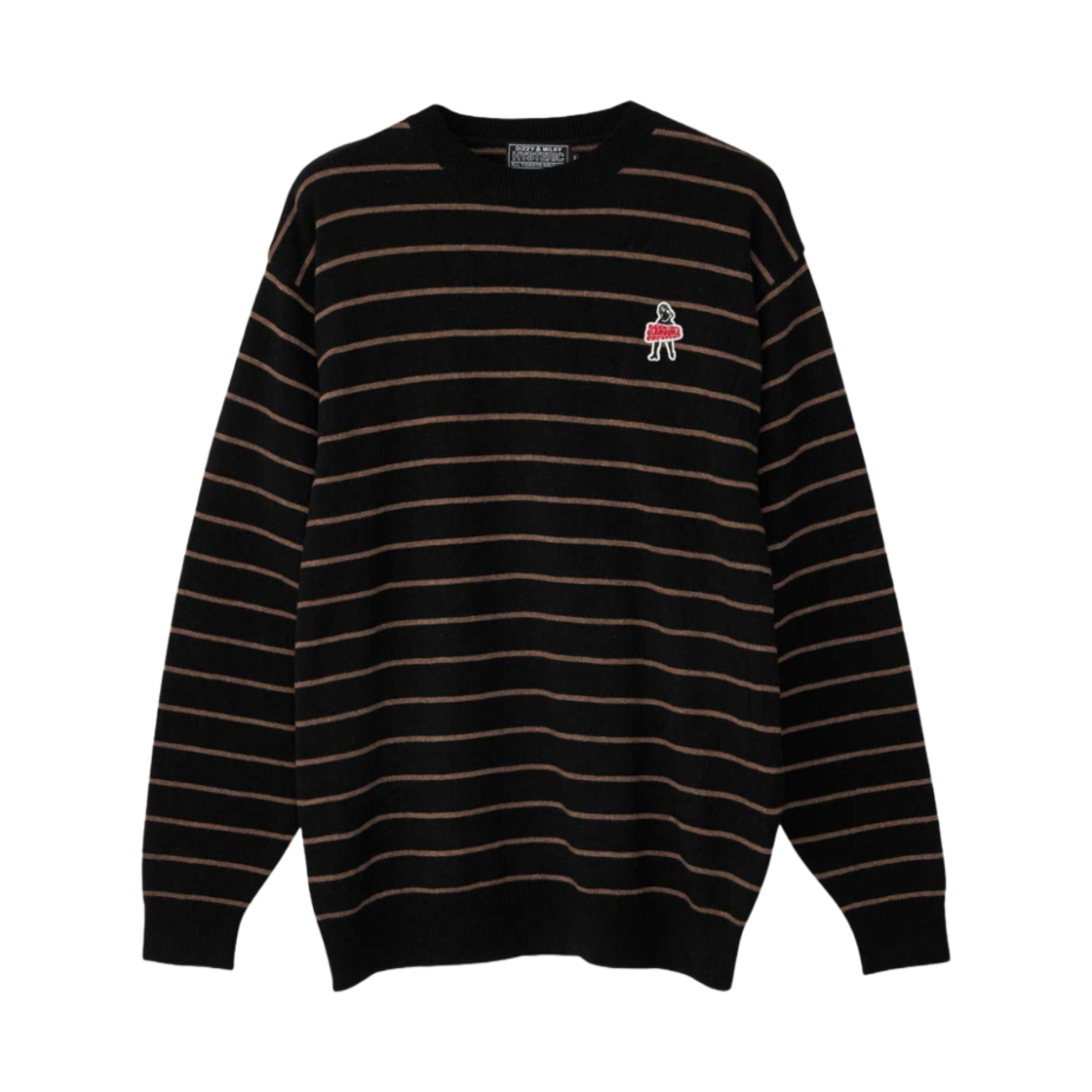 히스테릭 글래머 빅슨 걸 패치 스트라이프 스웨터 블랙(Hysteric Glamour Vixen Girl Patch Striped Sweater Black) - 1