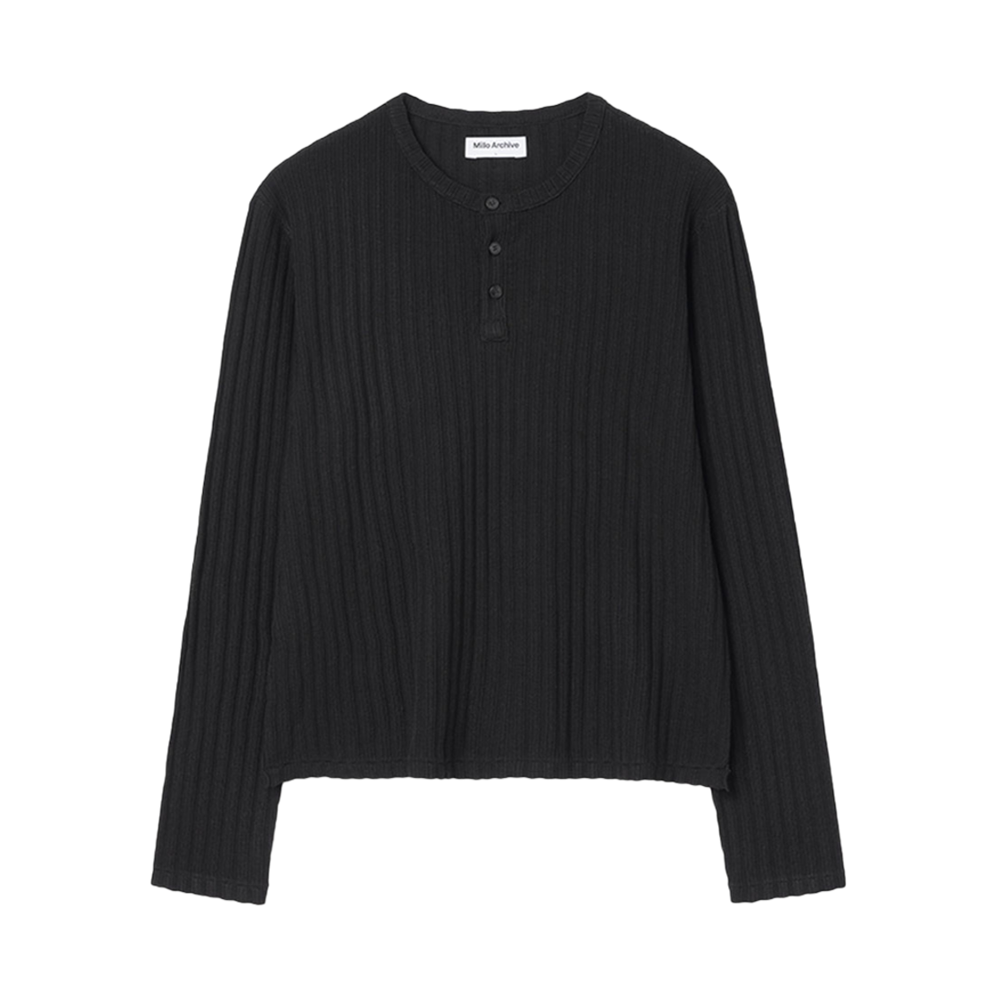ML427BLK Millo Archive Draft Henley Neck Knit Black