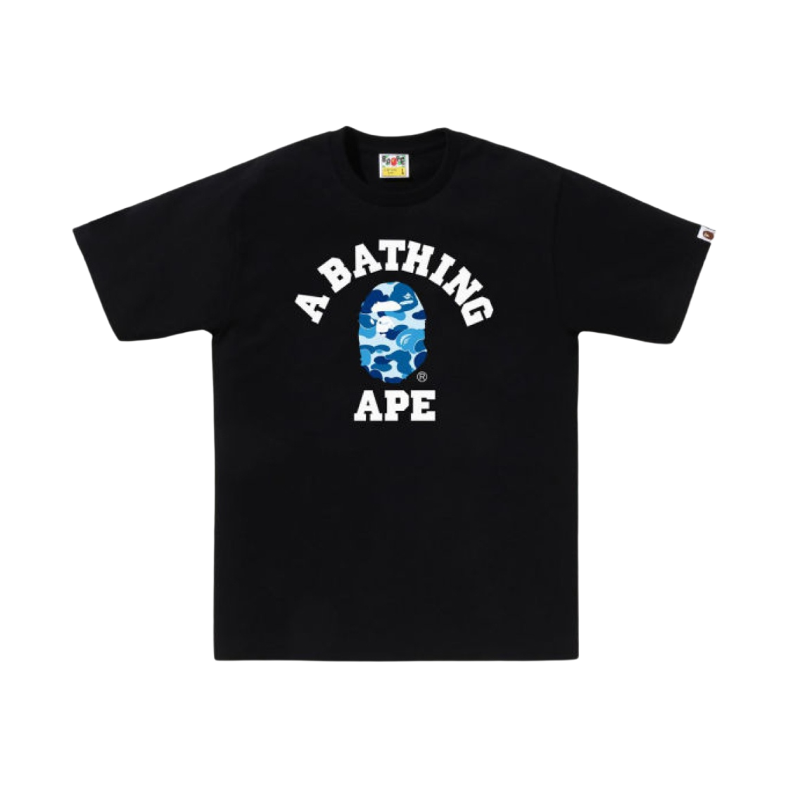 베이프 ABC 카모 컬리지 티셔츠 블랙 블루(BAPE ABC Camo College T-Shirt Black Blue)