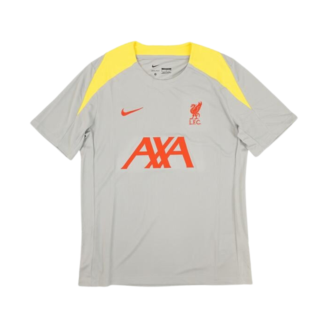 나이키 리버풀 FC 스트라이크 3rd 드라이핏 풋볼 니트 숏슬리브 탑 라이트 스모크 그레이 크롬 옐로우 - US/EU(Nike Liverpool FC Strike 3rd Dri-Fit Football Knit Short Sleeve Top Light Smoke Grey Chrome Yellow - US/EU) - 1