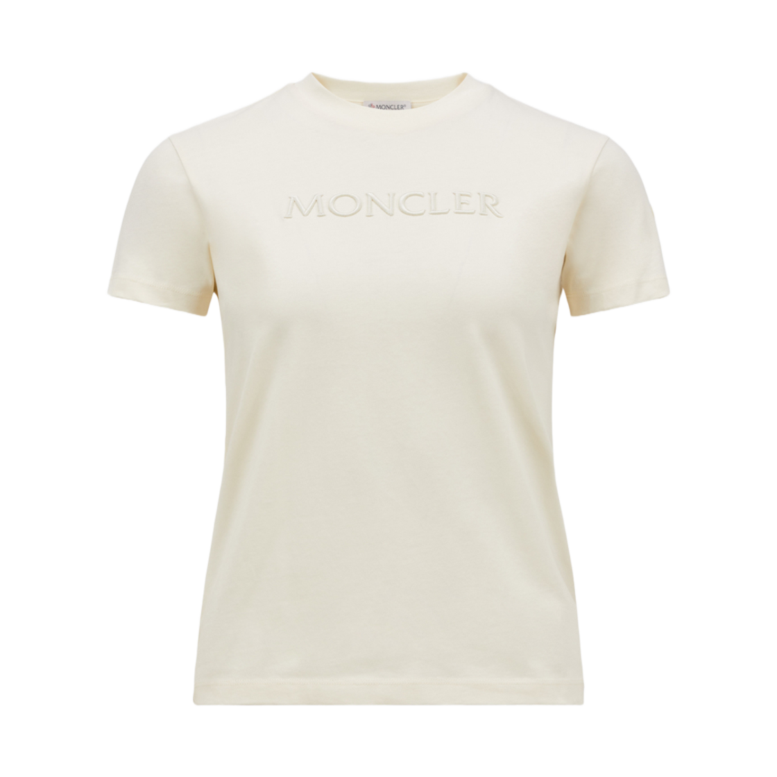 (W) 몽클레르 자수 토날 로고 코튼 티셔츠 화이트 아이보리 - 25SS((W) Moncler Embroidered Tonal Logo Cotton T-Shirt White Ivory - 25SS) - 1