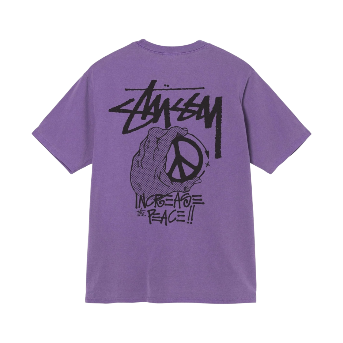 스투시 피스 핸드 피그먼트 다이드 티셔츠 퍼플