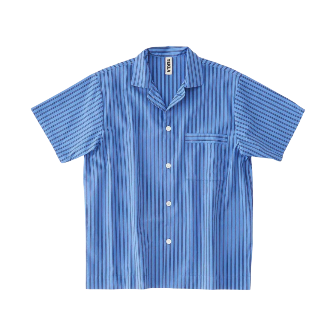 테클라 포플린 슬립웨어 숏슬리브 셔츠 보로 스트라이프(Tekla Poplin Sleepwear Short Sleeved Shirt Boro Stripes)