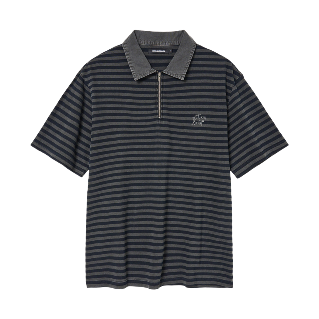 해칭룸 빈티지 스트라이프 폴로 티셔츠 1/2 블루(Hatchingroom VTG Stripe Polo T-shirt 1/2 Blue) - 1