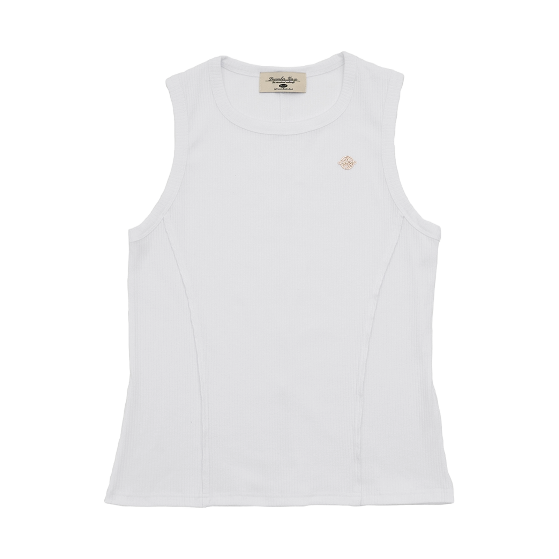 25SS01 December Ten Square Neck Rib Tank Top White