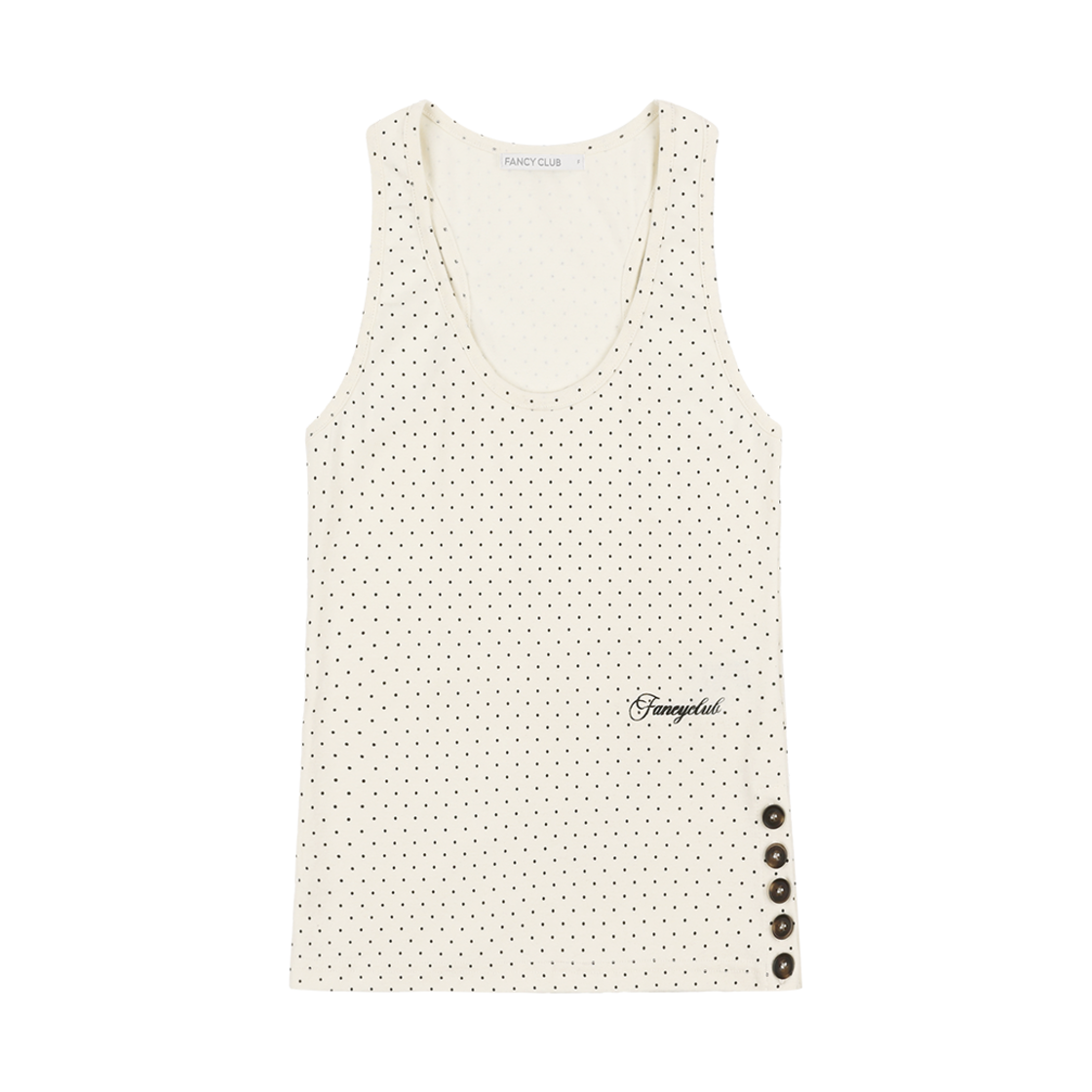팬시클럽 도트 버튼 슬리브리스 아이보리