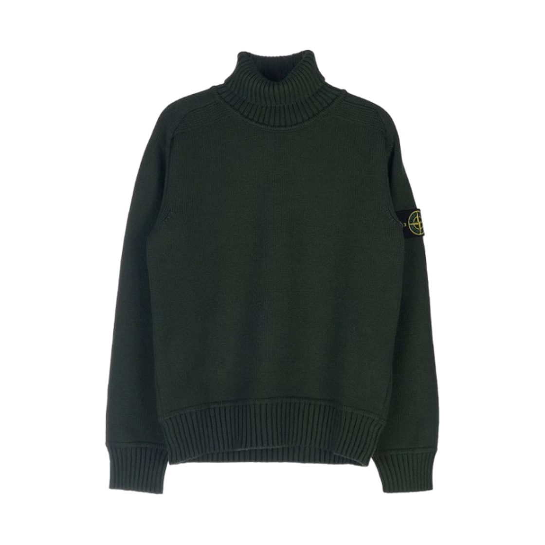 7716504A2-V0058 (Kids) Stone Island 504A2 Wappen Patch Turtleneck Knit Olive Green - 22FW